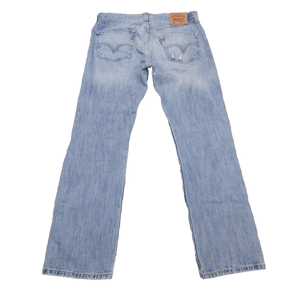 Levis 501 Jeans Men's 34x32 Straight Fit Fading Distressed Cotton Measured 32x32